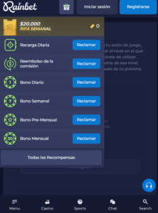 Bono de bienvenida y promociones Rainbet AR