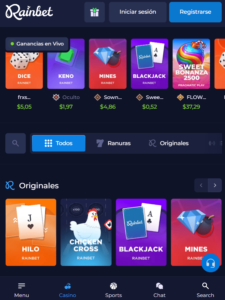 Casino Rainbet Argentina secciones y juegos disponibles