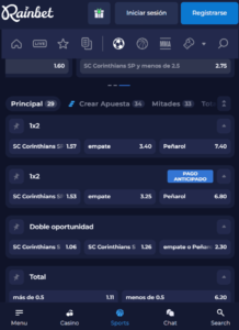 Mercados de apuestas Rainbet Argentina profundidad por evento